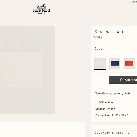 HERMES Stairs Towel NWT - Picture 9 of 9